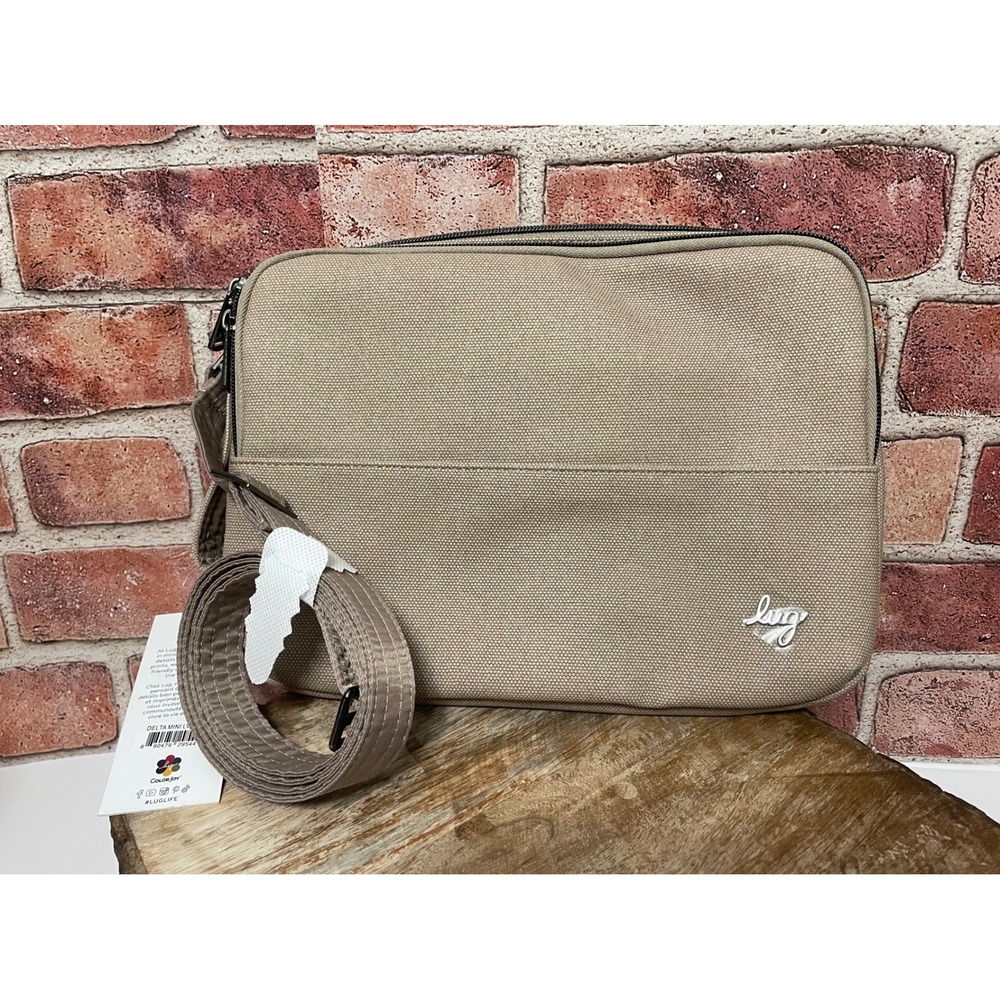 Lug Delta Mini Crossbody Bag Sand Taupe Camo Lining Canvas Messenger Bag